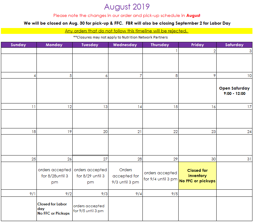 August 2019 Calendar