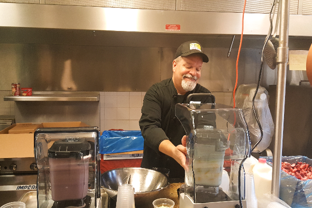 Chef Paul in Kitchen making Smoothies