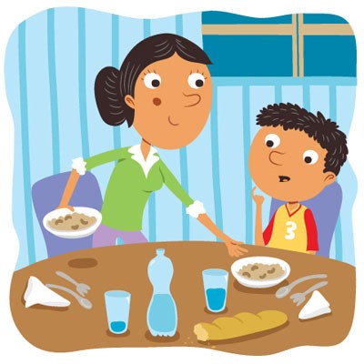 family at table cartoon